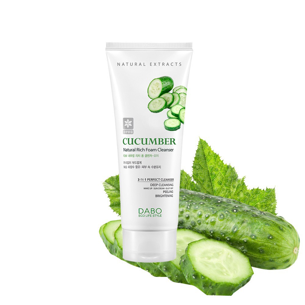 Sữa Rửa Mặt Dabo Hàn Quốc Tinh Chất Dưa Leo 3 in 1 cao cấp ,giúp làm mờ vết nám và tàn nhang, giảm nếp nhăn