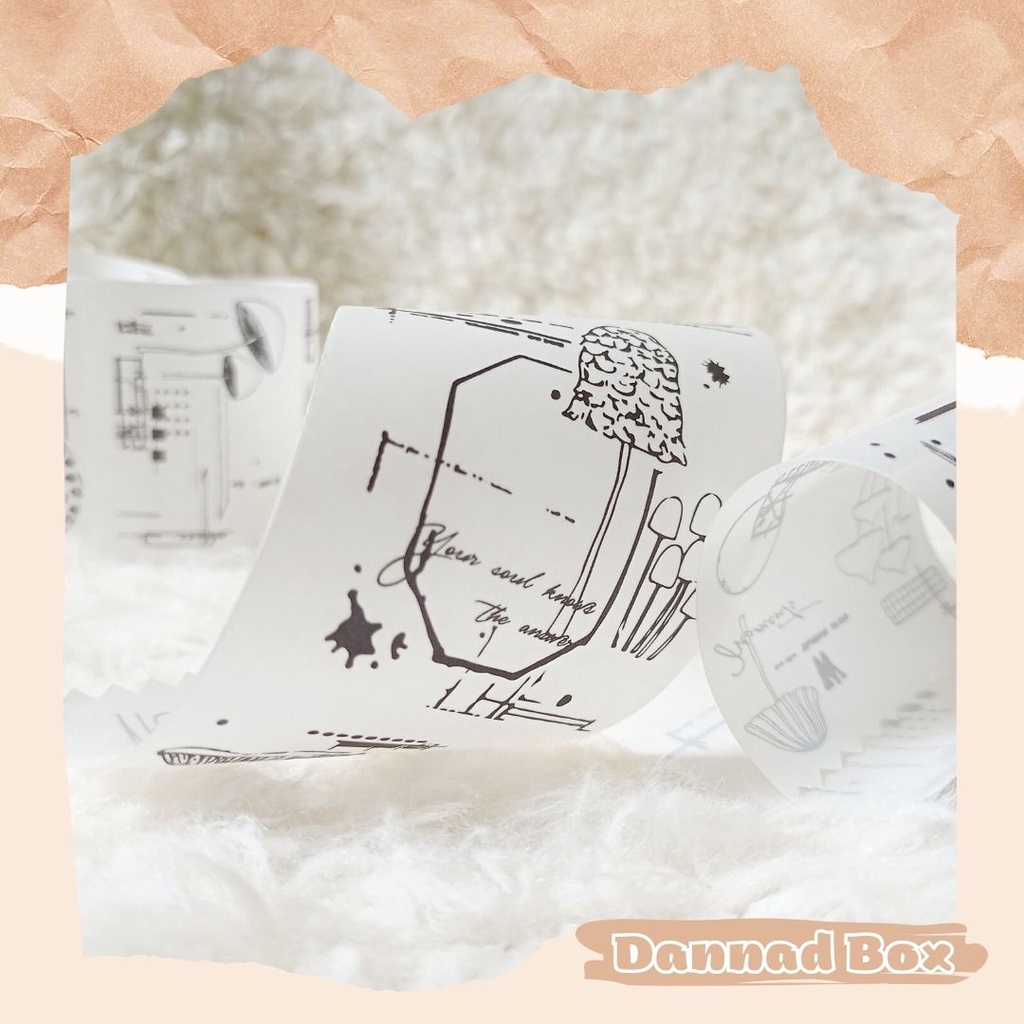 Cuộn Washi Tape Trắng Hoạ Tiết Khung Tranh Cổ Điển Nhẹ Nhàng