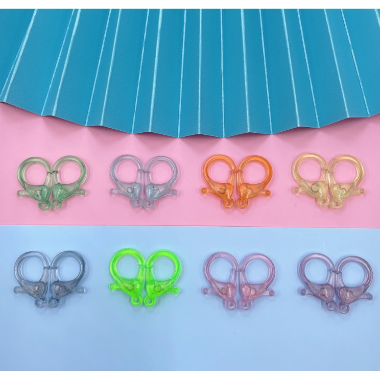 Móc Khóa Nhựa Dẻo Trong Suốt 25mm DIY Hình Tôm Hùm Độc Đáo Trẻ Trung