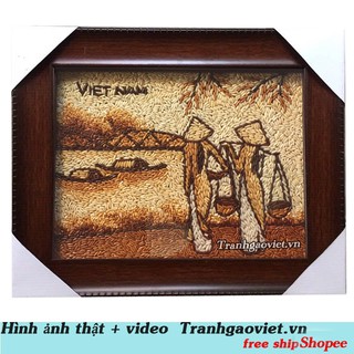 Tranh gạo áo dài khổ nhỏ