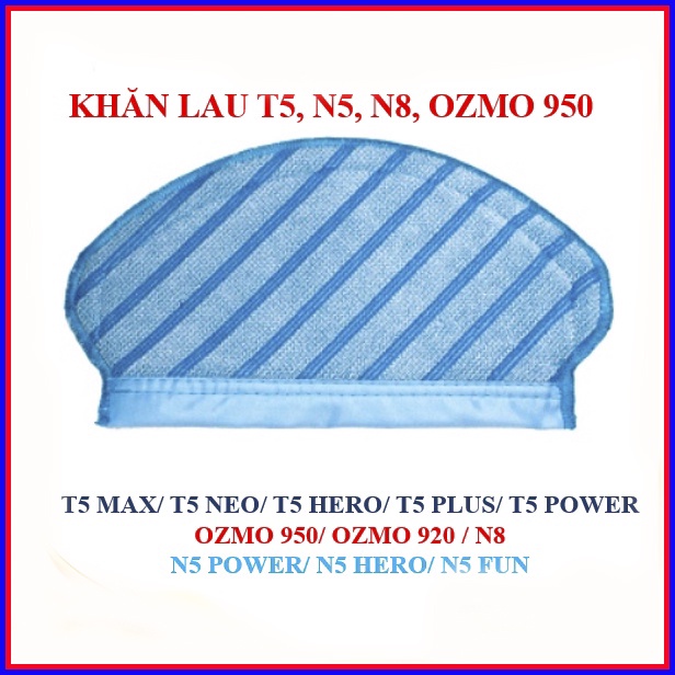 Phụ kiện khăn lau , giẻ lau sàn thay thế robot hút bụi lau sàn ECOVACS DEEBOT T5, N5, N8, DV, OZMO 950:T5 hero T5 max,T5