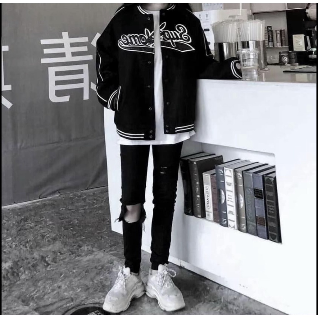 Áo Bomber Supreme phong cách unisex nam nữ , vải gió cao cấp 2 lớp dày dặn hàng cao cấp ulzzang