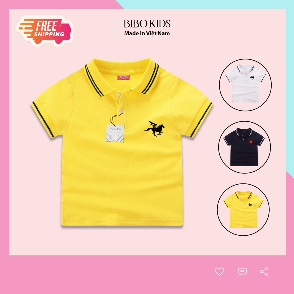 Áo Polo bé trai bé gái áo thun có cổ chất liệu cotton cao cấp co dãn 4 chiều họa tiết thêu cực đẹp cho các bé