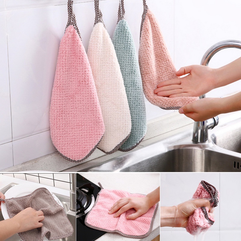 Siêu thấm hút sạch Làm sạch vải Lau khăn lau bát đĩa Khăn nhà bếp Khăn lau bồn rửa chén Khăn lau lông cừu San hô Khăn lau vải