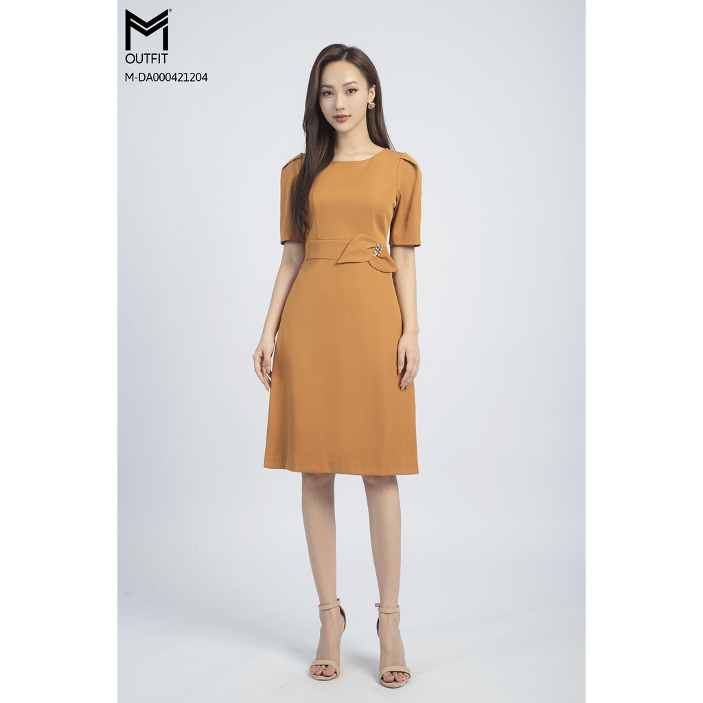 Đầm chữ A cổ tròn, tay ngắn bồng vai MMOutfit M-DA000421204