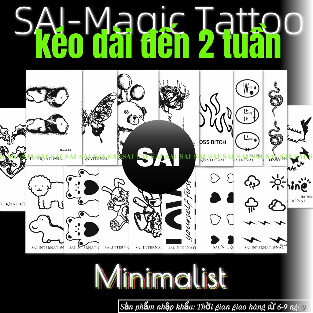 Hình xăm dán tạm thời SAI MAGIC TATTOO 10CM×06CM kéo chống nước dài đến 2 tuần