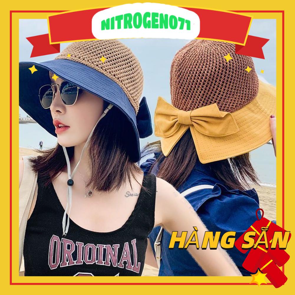 Nitrogen071 Mũ Xô mùa hè Thiết kế thời trang Có thể gập lại Di động Thoải mái ở Bãi biển Rỗng chống nắng cho phụ nữ