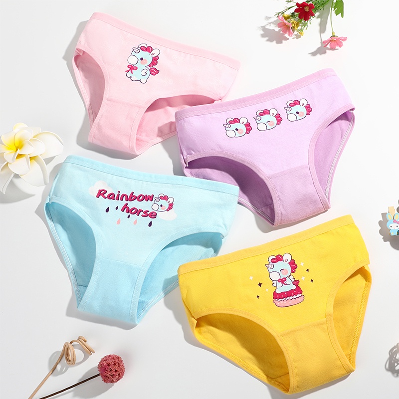 Set 4 quần lót cotton SMY mềm mại cho bé gái từ 2-12 tuổi