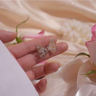 925 Silver Needle Vintage Hollow Butterfly Stud Earrings Diamond Earrings C338