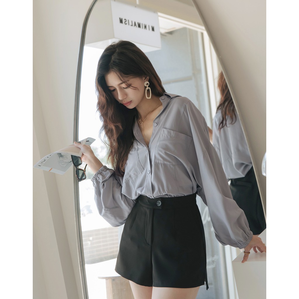 Áo sơ mi dáng rộng tay bo nữ Air Space 2121821017