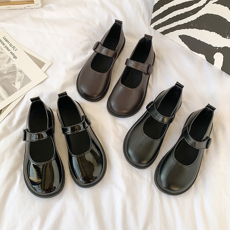 Giày nữ oxford ulzzang đế bằng mũi vuông phong cách học sinh Hàn quốc trẻ trung quai dán xinh xắn - GN58