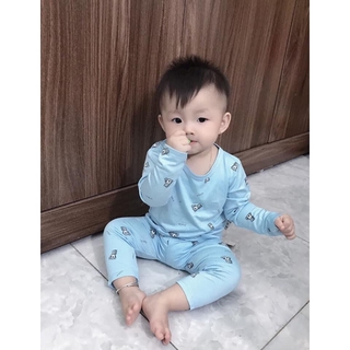 [Freeship từ 50k] Ảnh thật Bộ Quần Áo Trẻ Em Dài Tay Thun Lạnh Minky Mom Cho Bé Sơ Sinh Tới 19kg