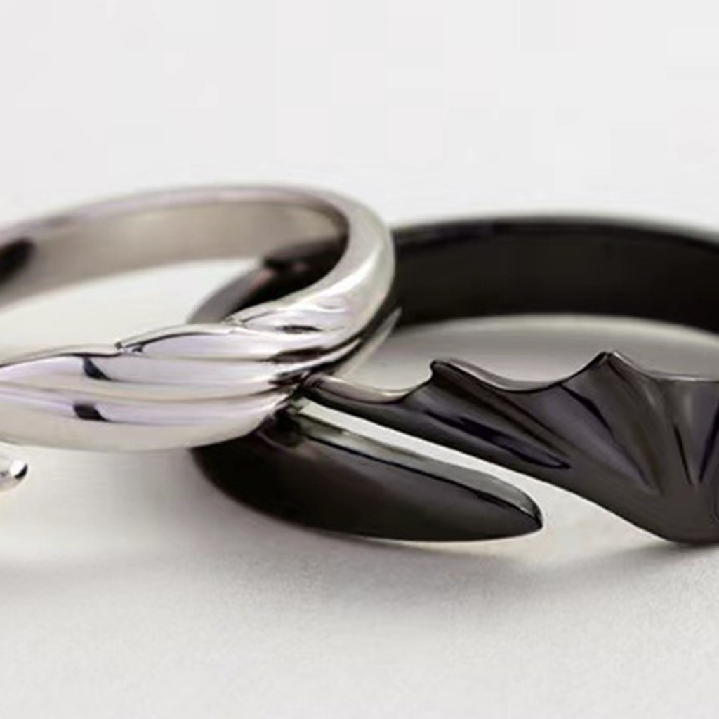 Nhẫn Đôi Hình Thiên Thần Ác Quỷ Phong Cách Hip Hop Đơn Giản Tinh Tế Cho Nữ