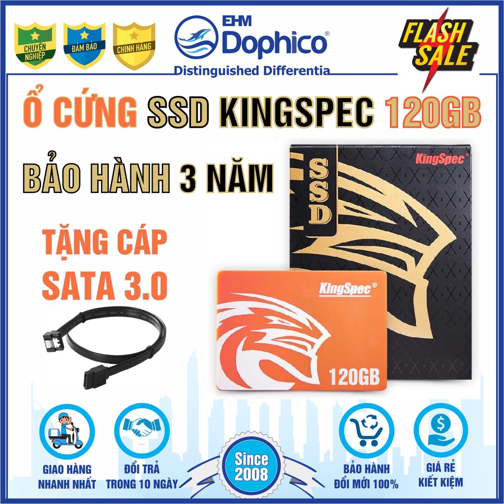 Ổ cứng SSD KingSpec 120GB – CHÍNH HÃNG – Bảo hành 3 năm – SSD 120GB – Tặng cáp dữ liệu Sata 3.0