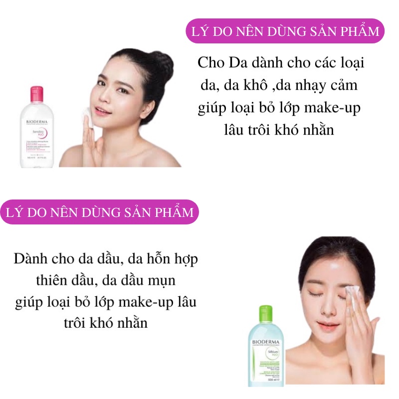 Nước tẩy trang bioderma 500ml tẩy trang da nhạy cảm xanh hồng Sensibio H20 500ml | BigBuy360 - bigbuy360.vn