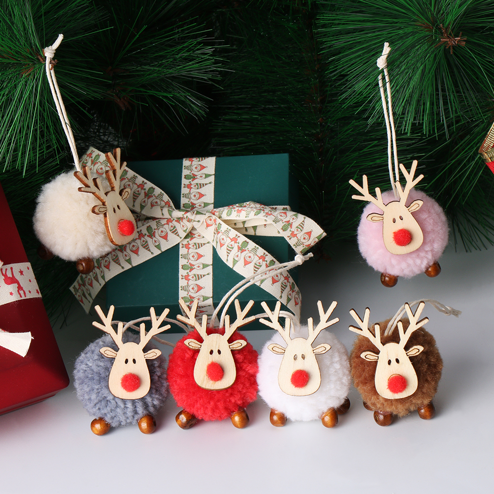 Phụ kiện treo trang trí cây thông Noel hình chú tuần lộc bằng vải nỉ đáng yêu cho Giáng Sinh