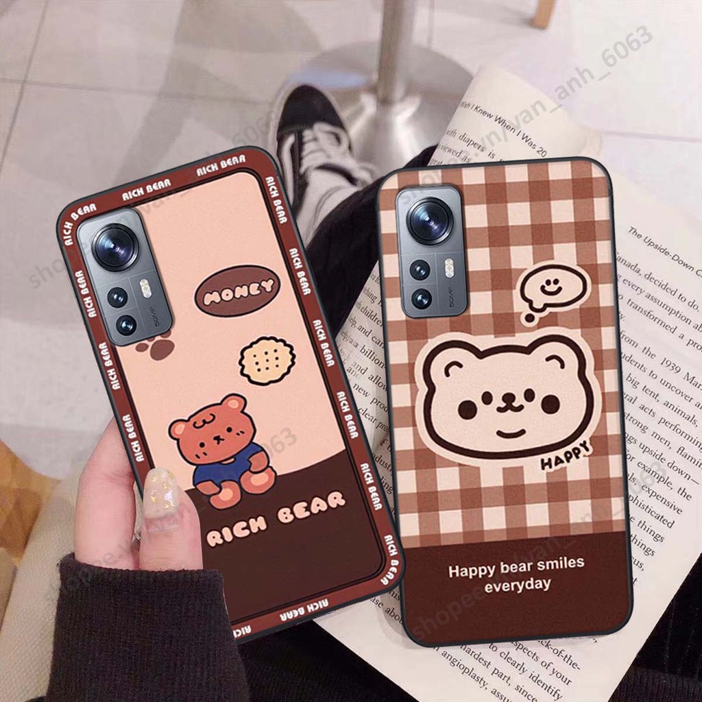 Ốp lưng Xiaomi 12 / Xiaomi 12 Pro in hình hoa, gấu rich bear nghệ thuật, thời trang