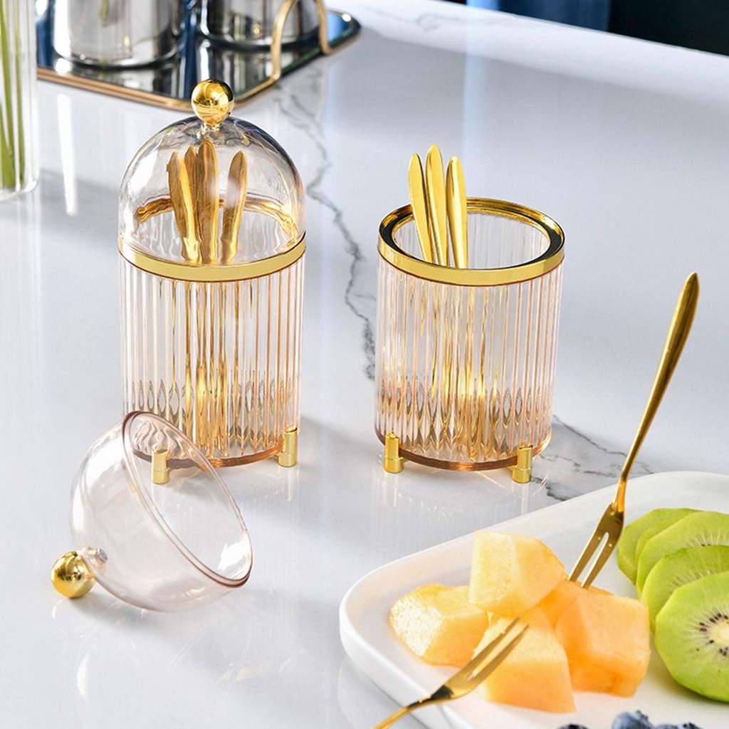 YIYU Nĩa Ăn Trái Cây Kèm Hũ Đựng Bằng Thép Không Gỉ