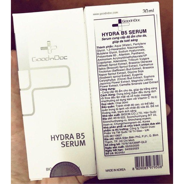 Serum dưỡng ẩm phục hồi da GoodnDoc Hydra B5 30ml