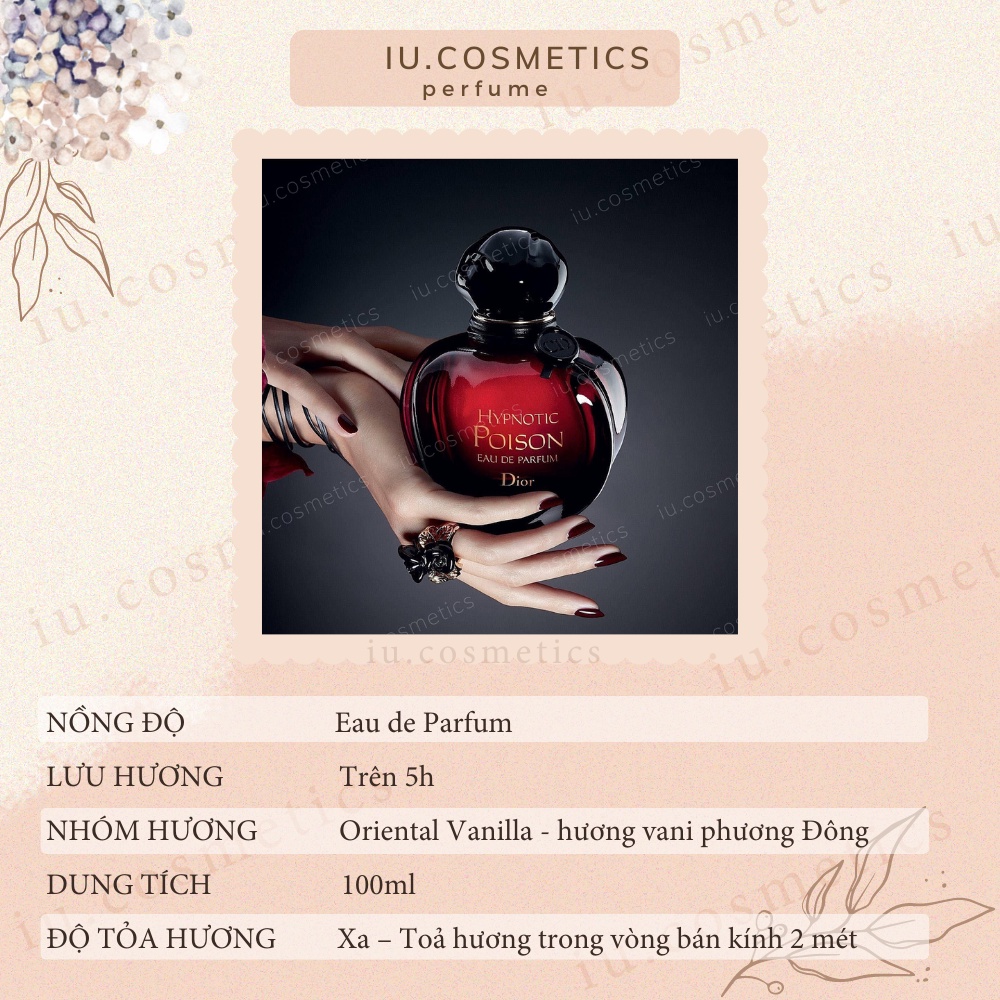 Nước hoa nữ 𝐃𝐈𝐎𝐑 Poison dung tích 100ml - Dầu thơm sang trọng lưu hương bền lâu quyến rũ - iu.cosmetics