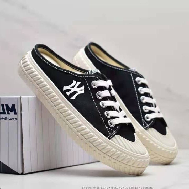 Giày Sục lười nữ thể thao  MLB ny đạp gót màu Đen sneaker nam nữ Hot trend