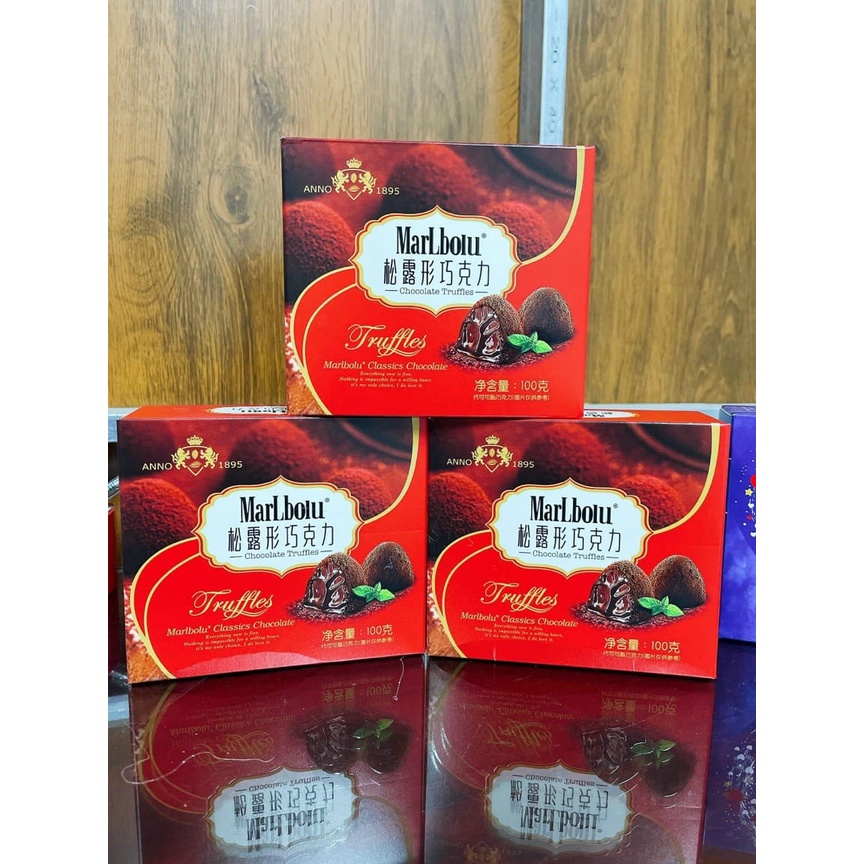 [ Hàng Hot ] Socola tươi / Sôcôla truffle marlbolu nhãn hiệu Hong Kong 100g hộp đỏ / hộp xanh