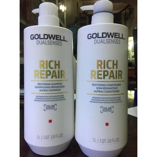 Dầu gội xả GOLDWELL DUALSENSES RICH REPAIR RESTORING siêu chữa trị tóc hư tổn new 1000ml