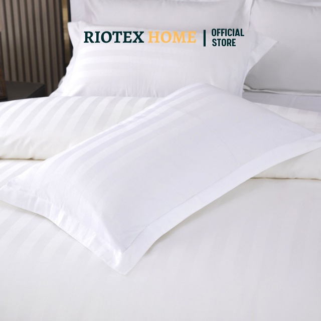 Bộ Ga Gối Cotton Khách Sạn Trắng Sọc Cao Cấp RIOTEX Kích Thước 1m/1m2/1m4/1m6/1m8/2m2/2m )