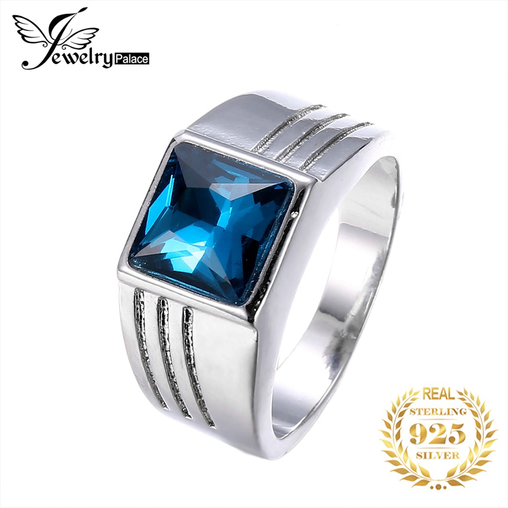 925 silver sapphire men's ring