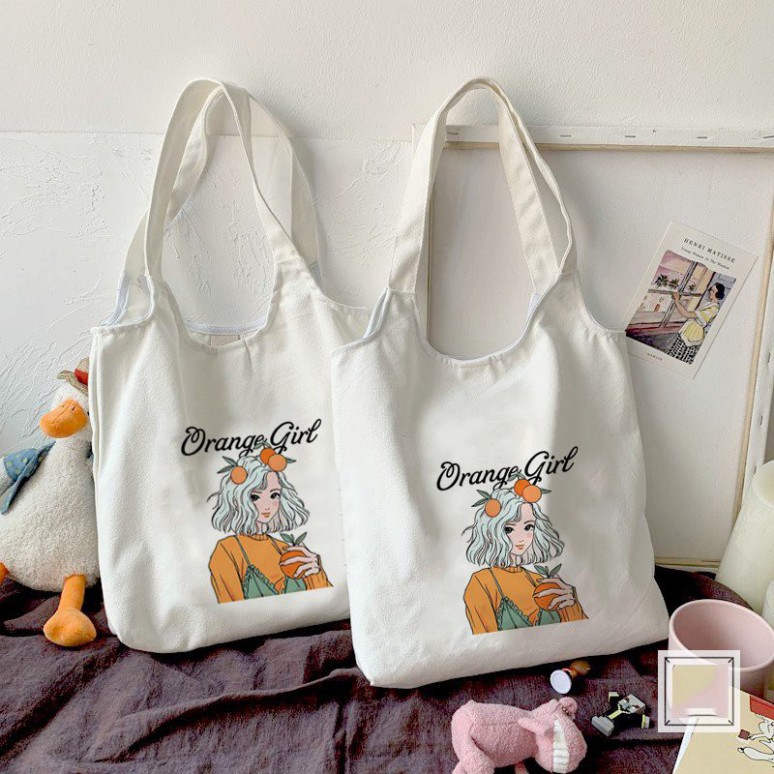 Túi tote vải Canvas đeo vai phong cách Ulzzang, vải bố form Unisex Vintage - TT06