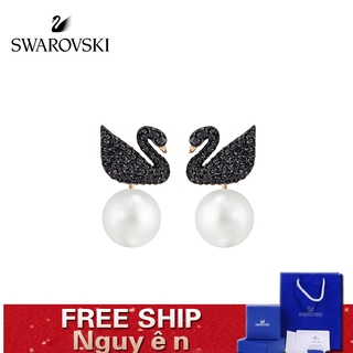 Bông tai nữ hình thiên nga đen đính đá pha lê swarovski thời trang cá tính