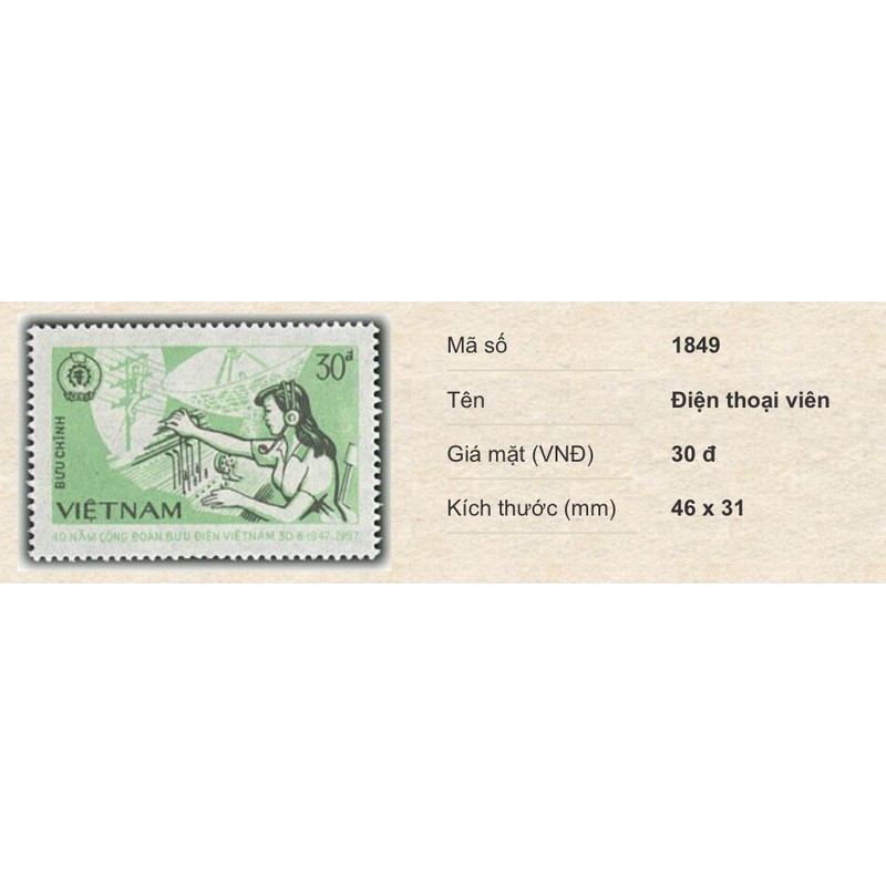 Tem Việt Nam 1987-Kỷ niệm 40 năm Công đoàn Bưu điện Việt Nam (30-08-1947 - 1987)