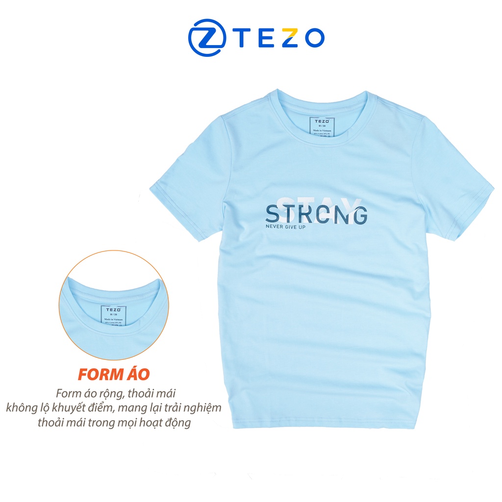Áo phông nam in ngực STRONG TEZO năng động thể thao 2203APOT11