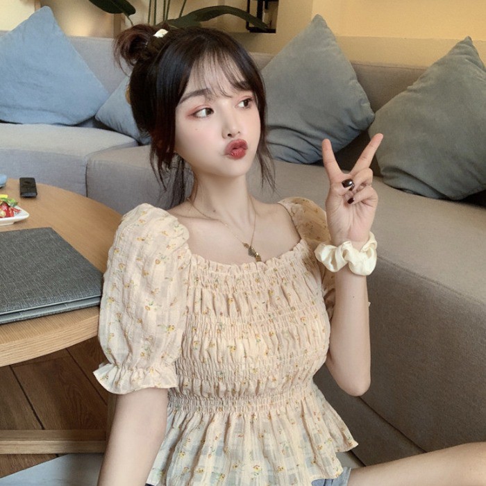 Áo hoa nhí tay ngắn phong cách Hàn Quốc