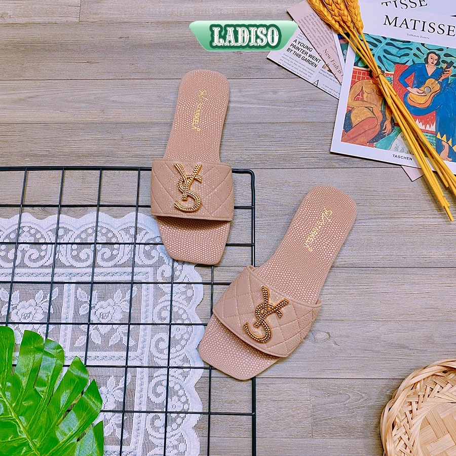 Dép quai ngang nữ đính chữ YS cực xinh hàng cao cấp cực xịn xò giá sỉ LADISO TT375