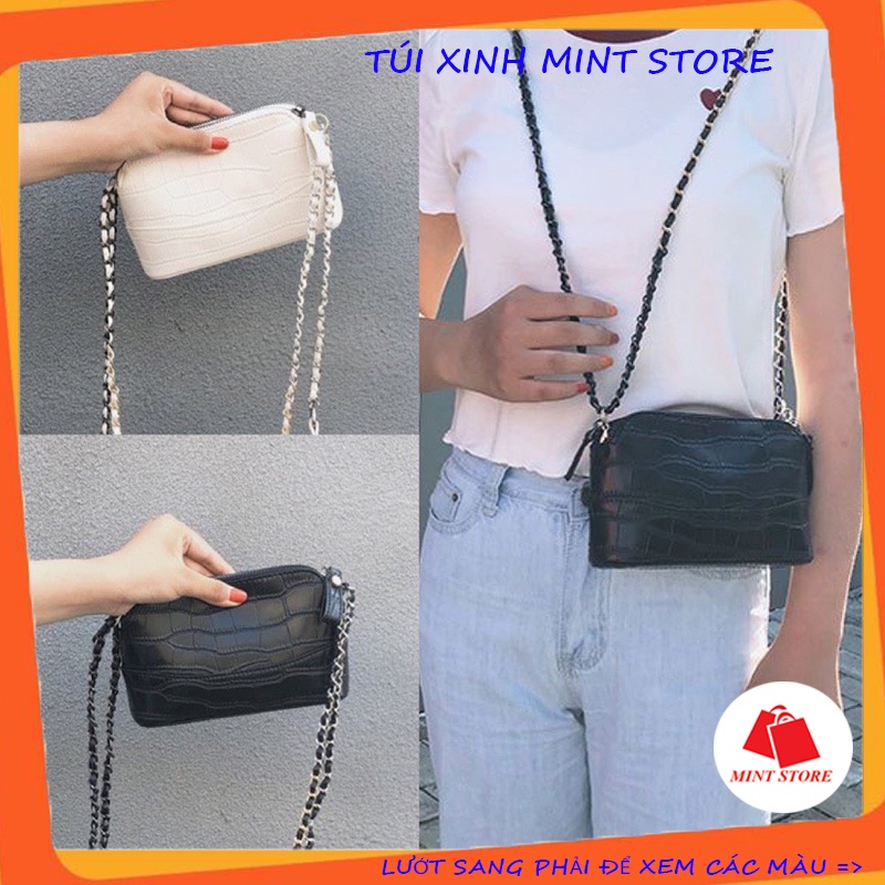 Túi xách nữ mini đeo chéo đeo vai da gạo sần ✨ Túi Xinh Mint Store PK 376
