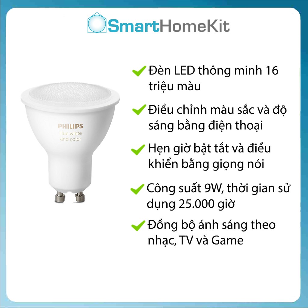 Đèn Philips Hue GU10 WCA Bluetooth - đèn Spotlight thông minh, 16 triệu màu