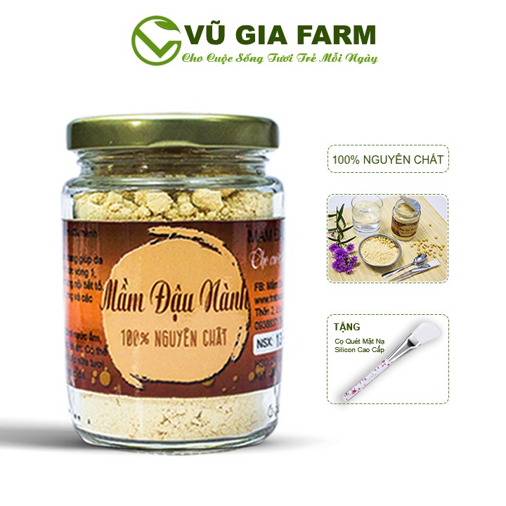 Mầm Đậu Nành Nguyên Chất Vũ Gia (100g/hũ) + Tặng Cọ Quét Silicon