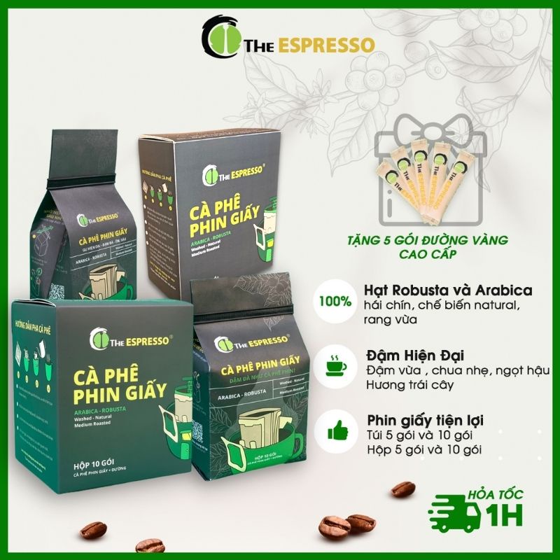 Cà phê nguyên chất phin giấy 73 The Espresso, tiện lợi, đậm đà, thơm, hậu ngọt, chua nhẹ