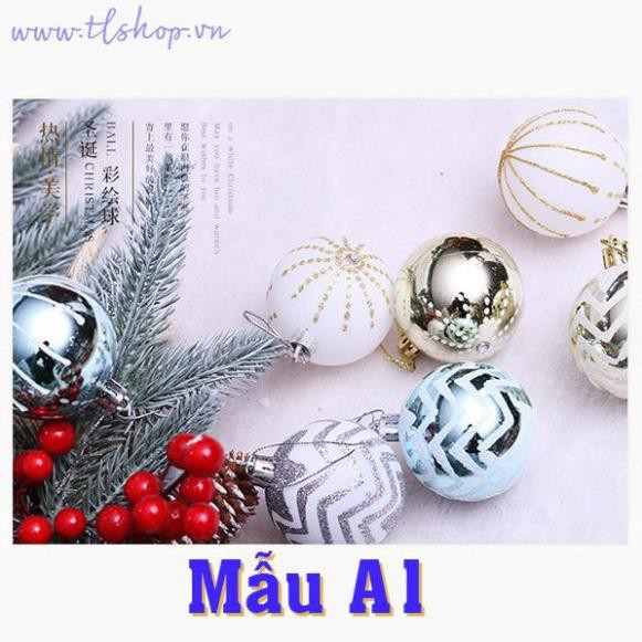 QUẢ CHÂU TRANG TRÍ 6CM - HỘP 24 TRÁI - CHÂU NOEL XANH - CHÂU NOEL VÀNG - CHÂU TRẮNG