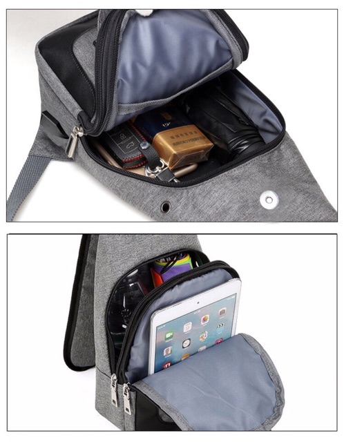 Túi đeo chéo nam nữ tích hợp cổng kết nối USB, chất liệu vải canvas dày cao cấp, chống nước cao cấp T513 | BigBuy360 - bigbuy360.vn