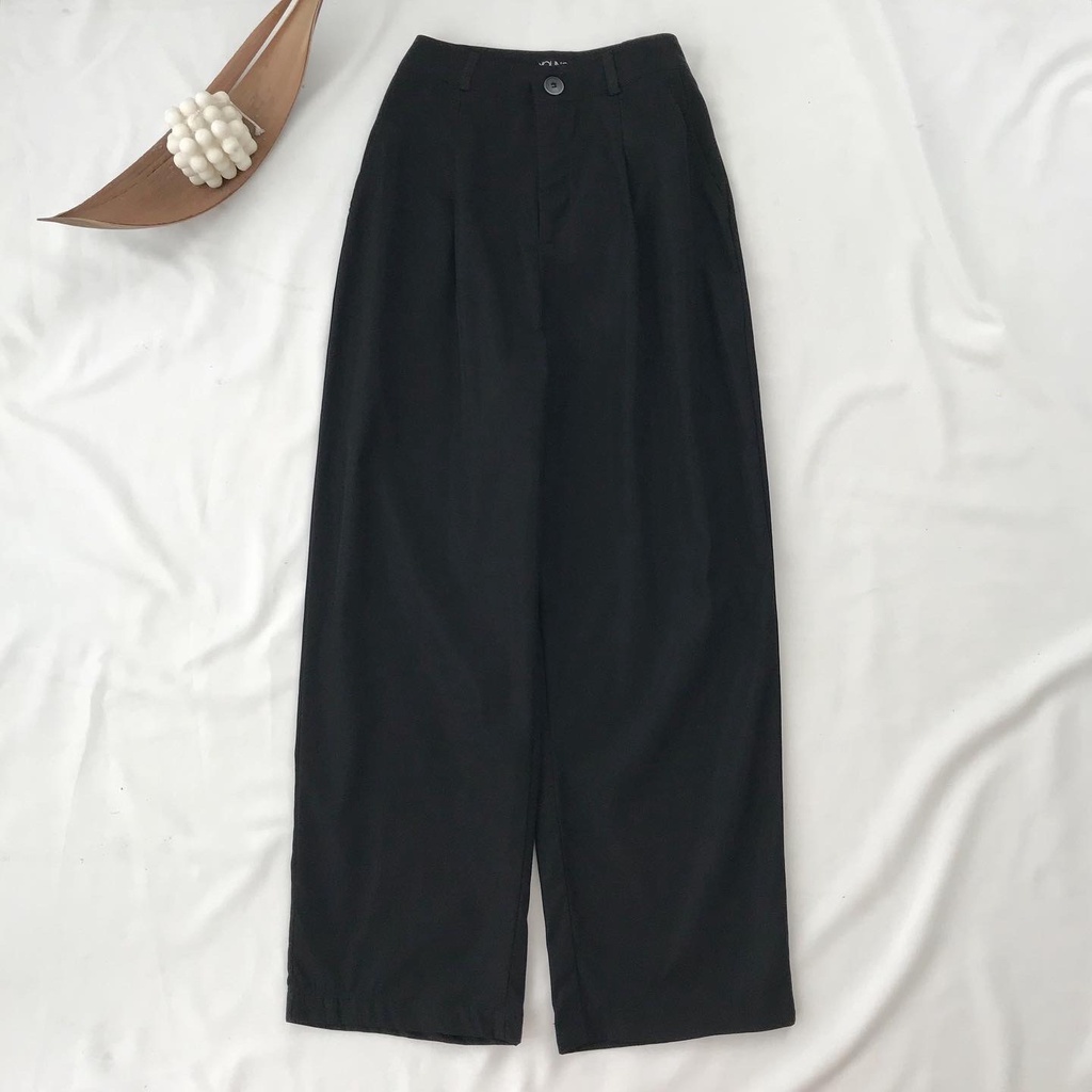 Quần Kaki Nữ Ống Rộng JEMCLOSET Phong Cách Hàn Thiết Kế Basic Siêu Hack Dáng Dễ Phối Đồ  PUPPY 2606