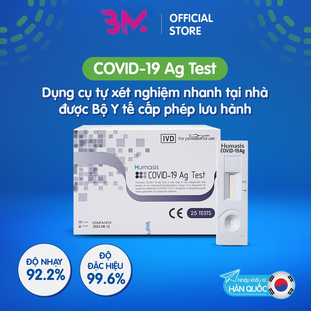 Bộ test nhanh COVID-19 tại nhà Humasis chính hãng Hàn Quốc Test Kháng Nguyên - Que Test Mũi