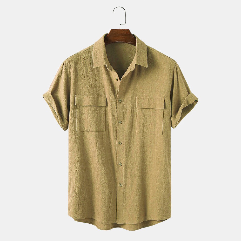 Áo Cộc Tay Cổ Trụ Vải Đũi Mềm, Mịn | BigBuy360 - bigbuy360.vn