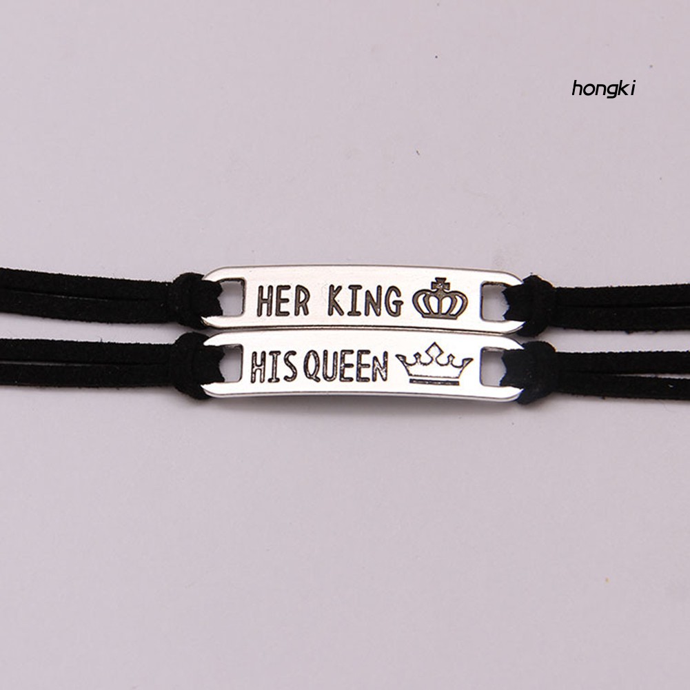 HIS Vòng Tay Mặt Kim Loại Khắc Chữ Thời Trang Cho Cặp Đôi