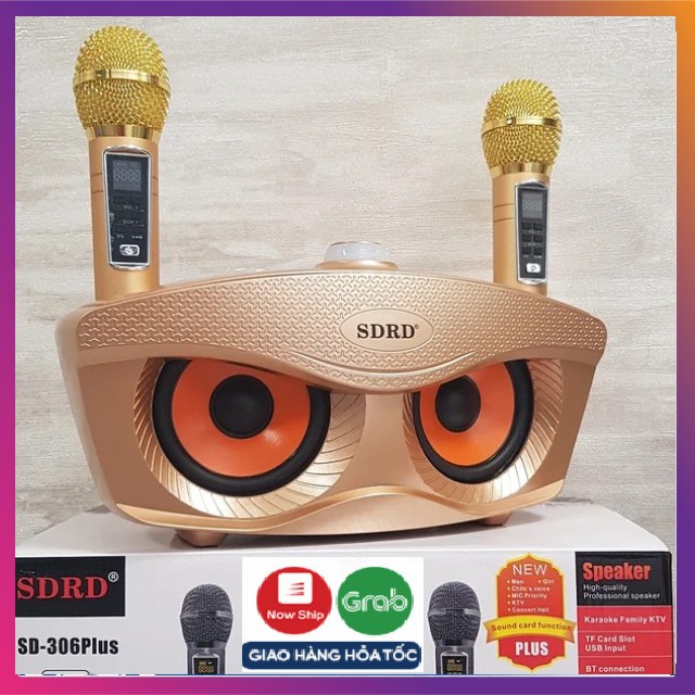 Loa Karaoke Bluetooth Di Động  SDRD SD 306 Plus Loa kèm 2 micro hát karaoke Không dây- Phiên Bản Nâng cấp