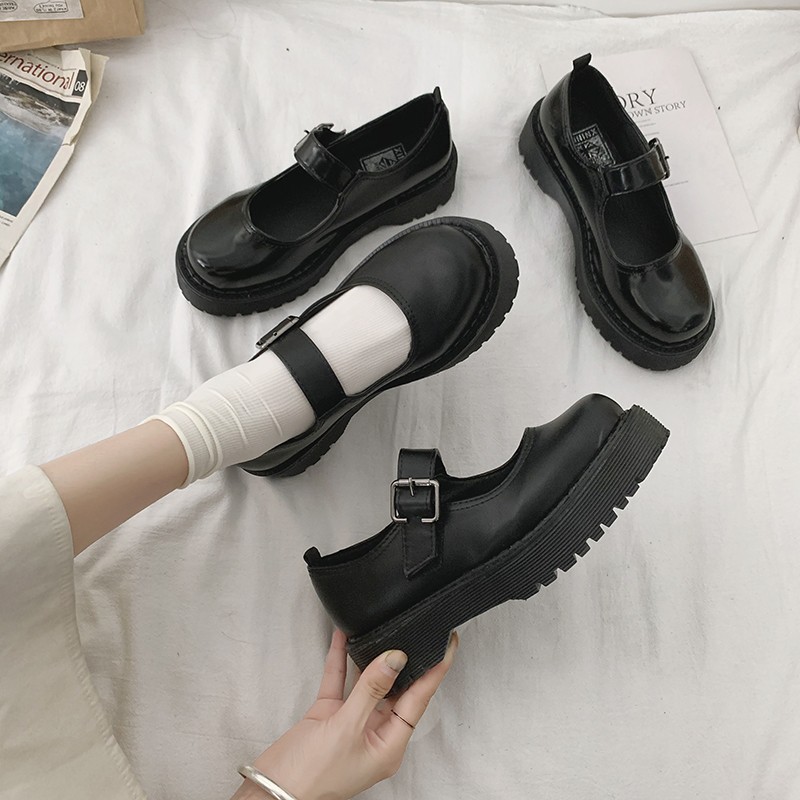 Giày lolita vintage ulzzang đế 5 phân quai ngang khóa cài siêu xinh mã BB01