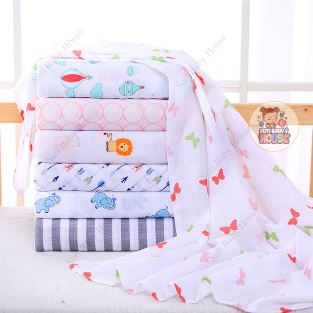 [100% COTTON]Khăn Tắm,Khăn Quấn,Ủ Cho Bé, Sợi Tre 100% Cotton Cao Cấp Muslin Swaddle-Suti Baby House