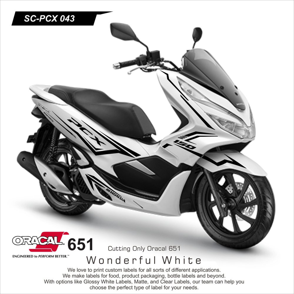 1 miếng dán cắt PCX Racing màu xám/trắng