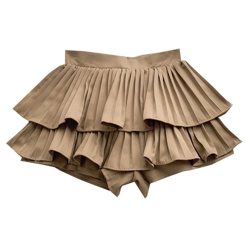 Chân váy xòe XẾP LY 2 TẦNG PHỒNG dáng ngắn xinh, phong cách công sở, cạo cao có quần trong//THƯƠNG90 SHOP